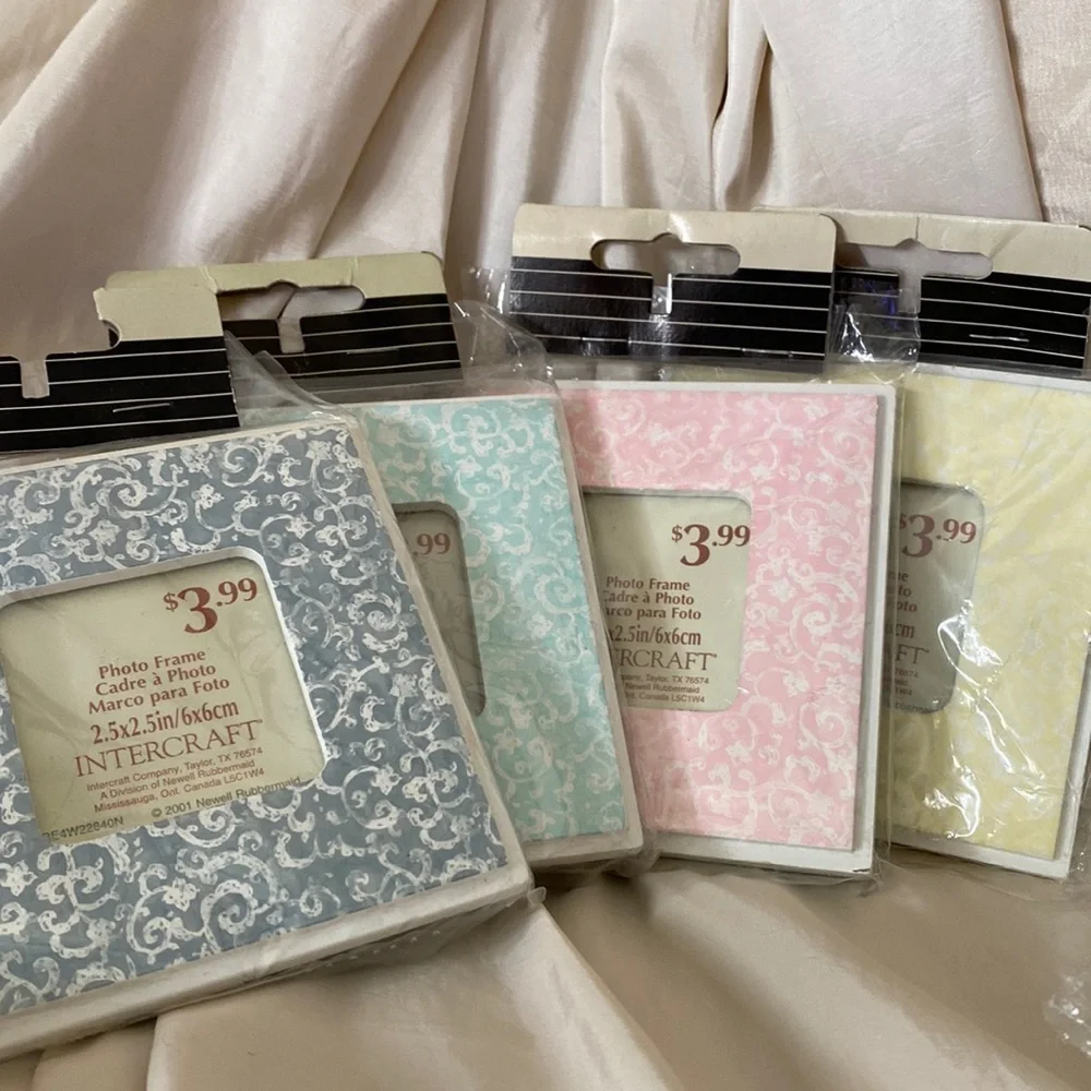 ~Intercraft Company~ Set of 4 Vintage Pastel Color Square Picture Frames